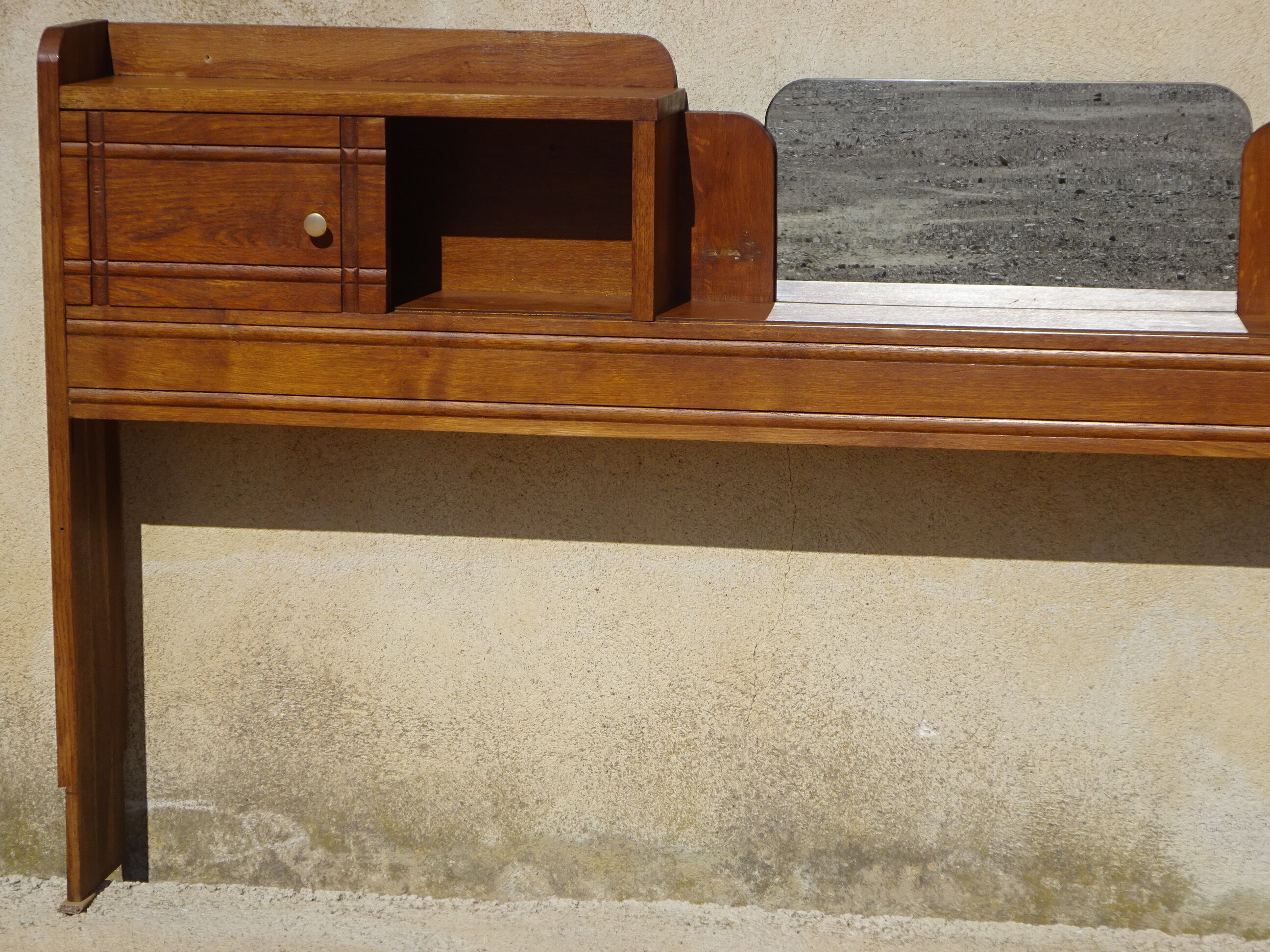 Cozy oak with sliding doors and mirror, art deco era