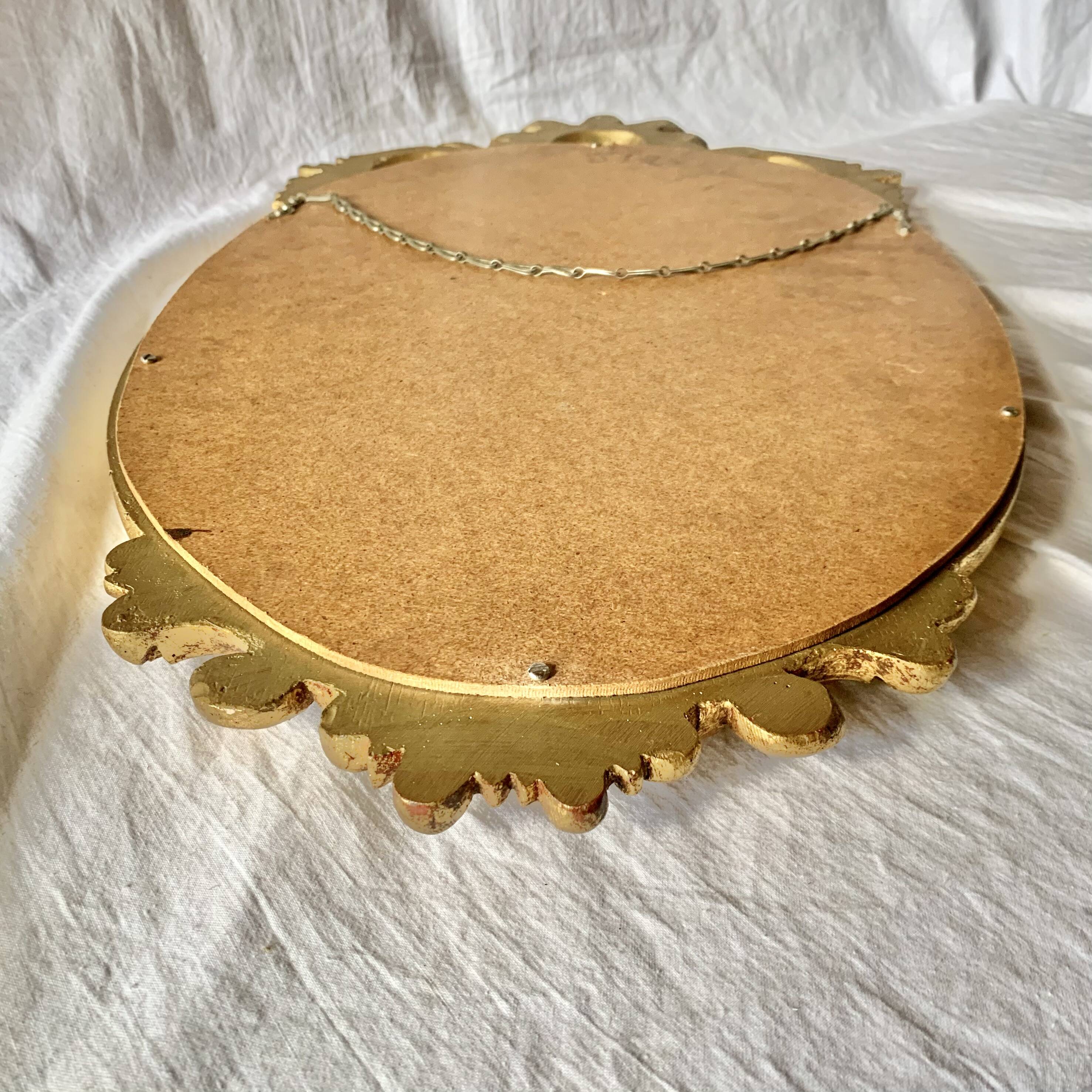 Baroque wall mirror in gilded plaster - height: 62 cm