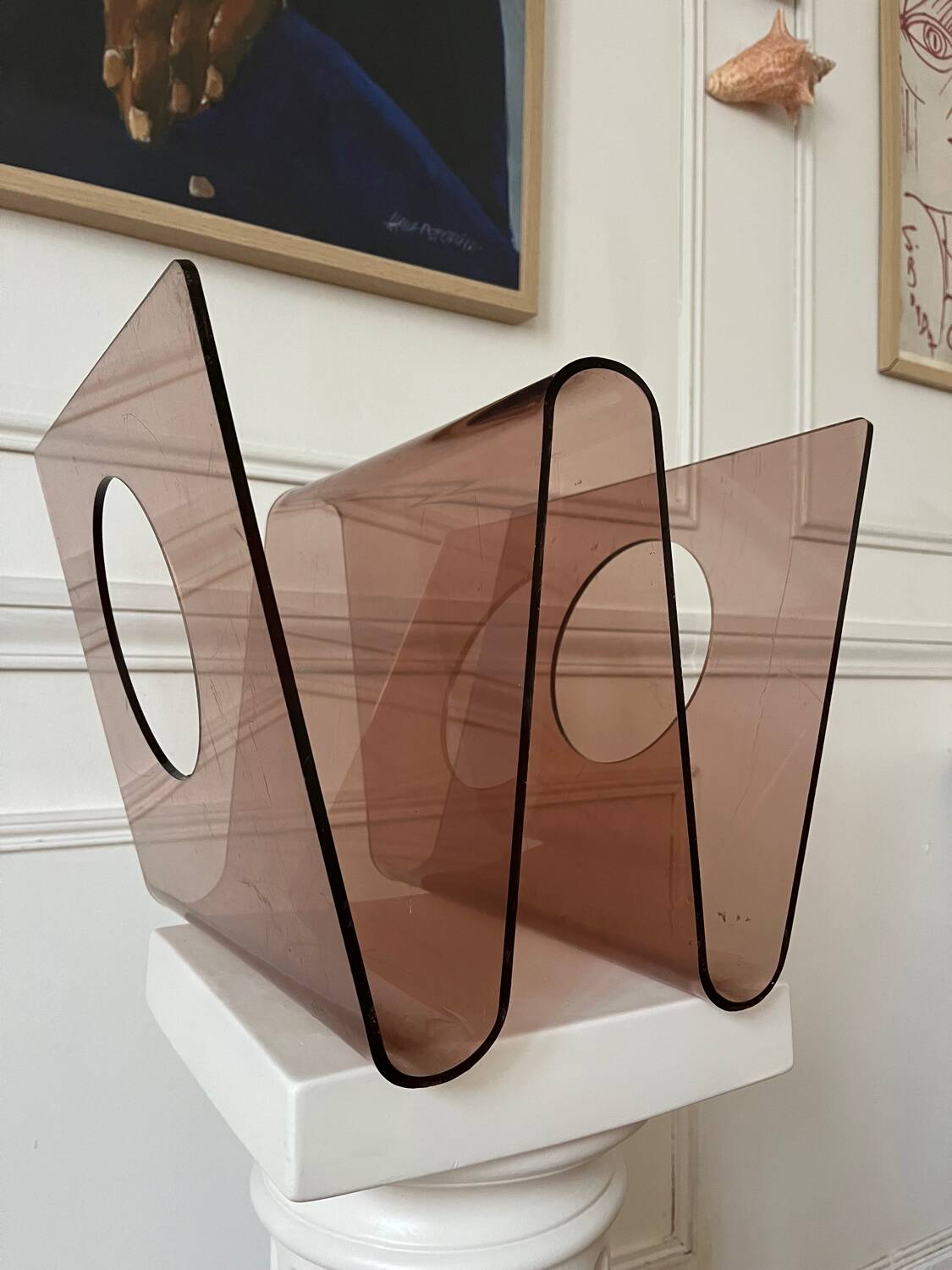 Plexiglas magazine rack by Michel Dumas for Rochebobois