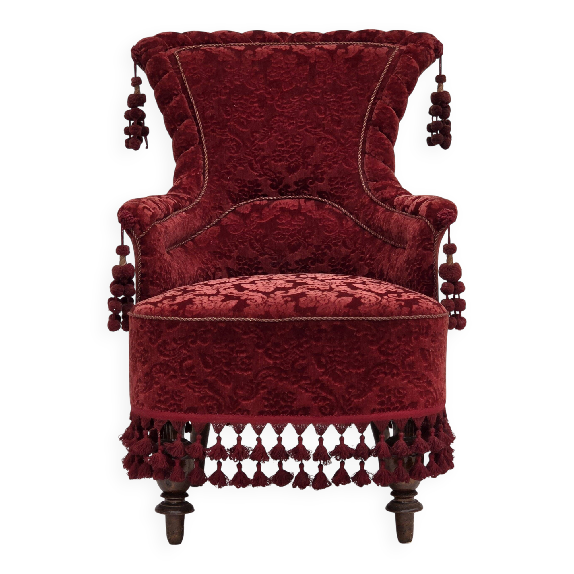 1950s, Danish armchair, furniture velour, beech wood legs.