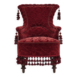 1950s, Danish armchair, furniture velour, beech wood legs.