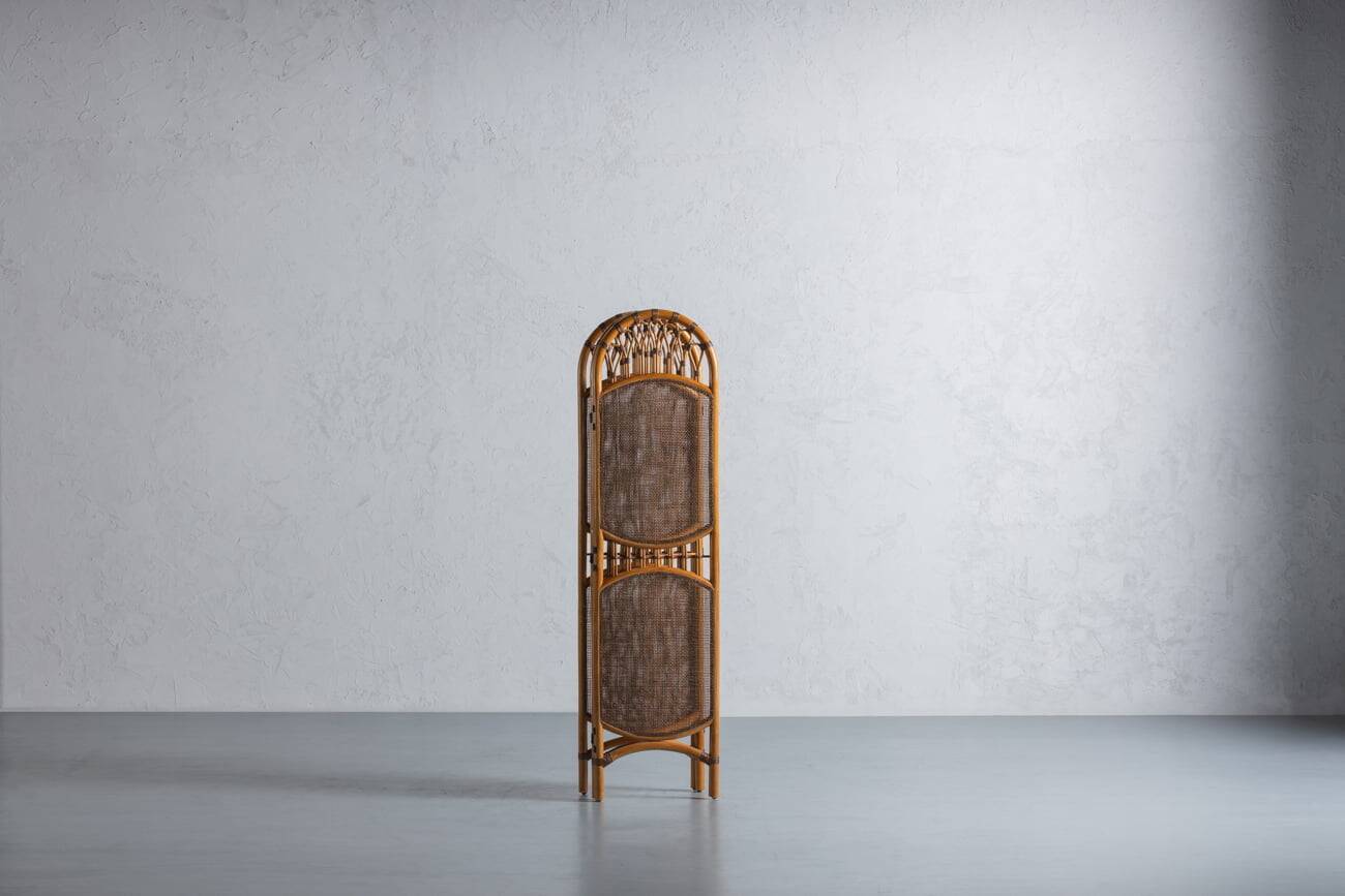 Mid-century room divider in bamboo and cane, Denmark, 1970s