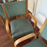 3 Fauteuils Steiner sieges assise verte