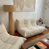 Minimalist raffia floor lamp