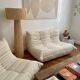 Minimalist raffia floor lamp