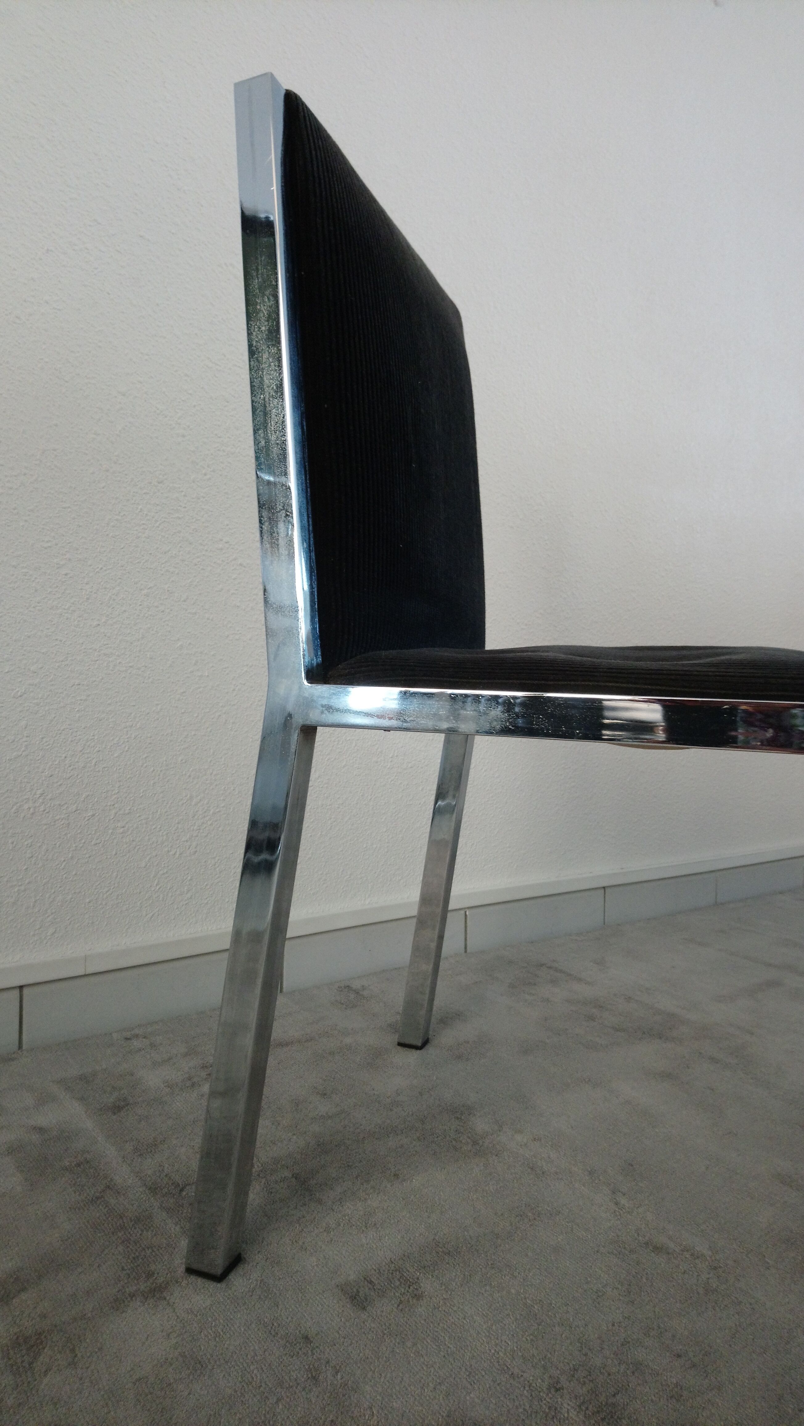 Set of 6 chairs Italian chrome and velvet black 70s