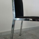 Set of 6 chairs Italian chrome and velvet black 70s