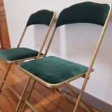 Lot of 2 velvet folding chairs
