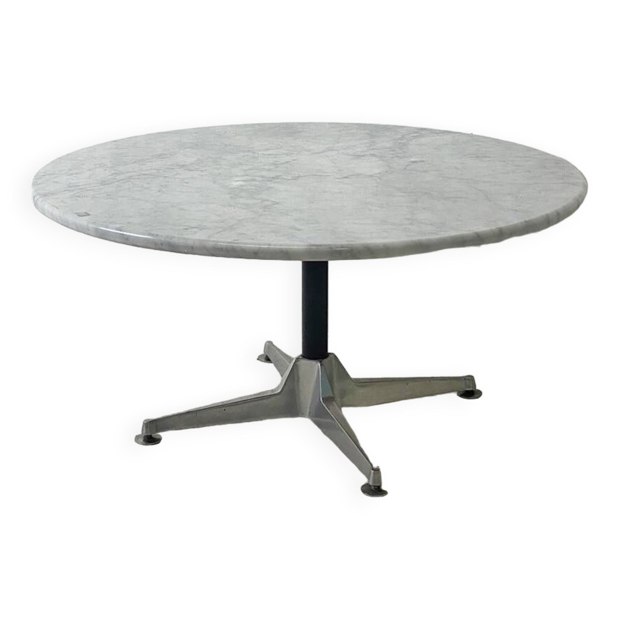 70's aluminum and white marble coffee table
