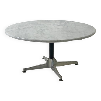 Table basse 70's alu et marbre blanc
