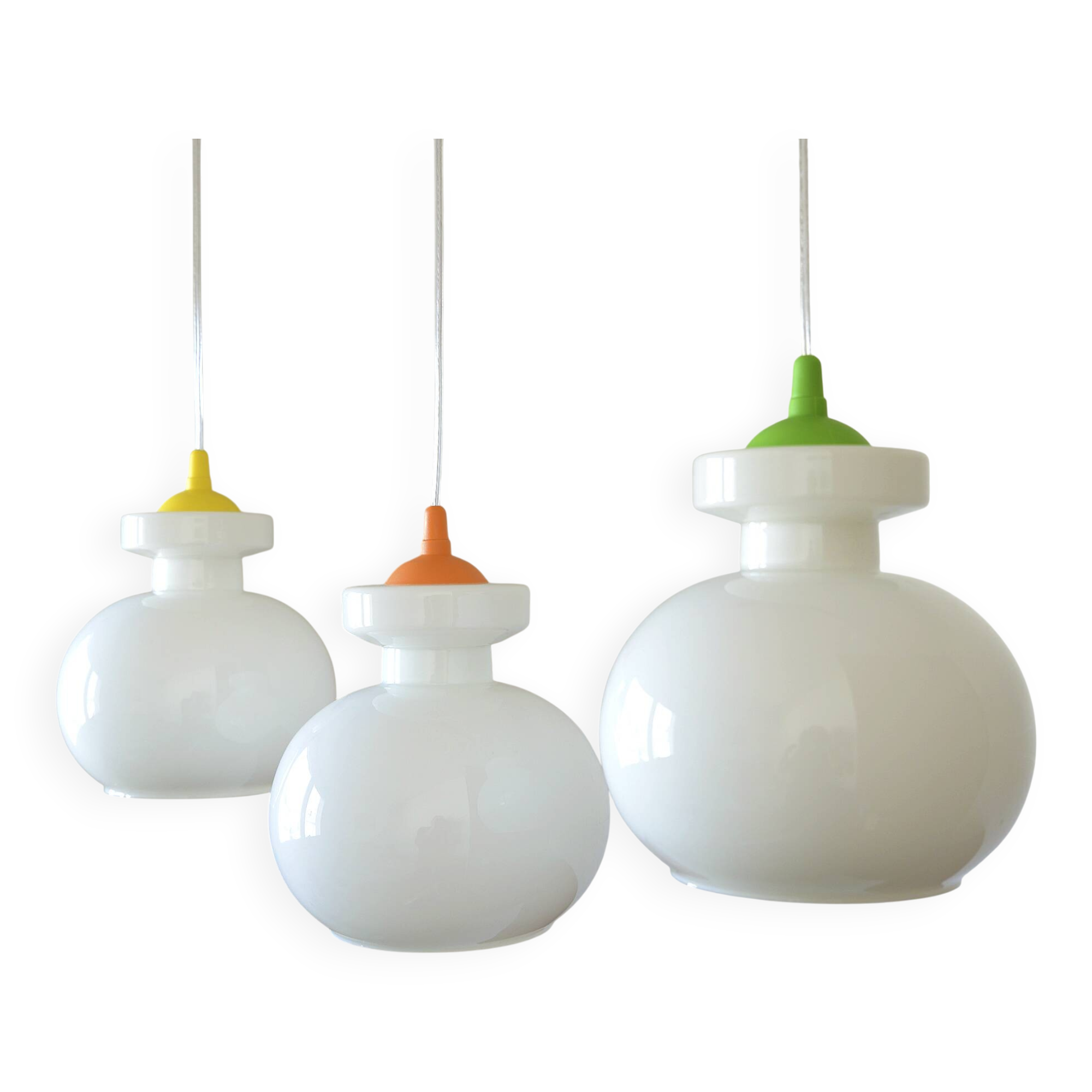 Set of 3 vintage Pop Art pendant lights 1970 Retro hanging bar lamps