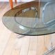 Oval coffee table in smoked glass and chrome, original double S design base, 1970.