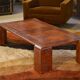 Patinated leather coffee table from the 1950s.