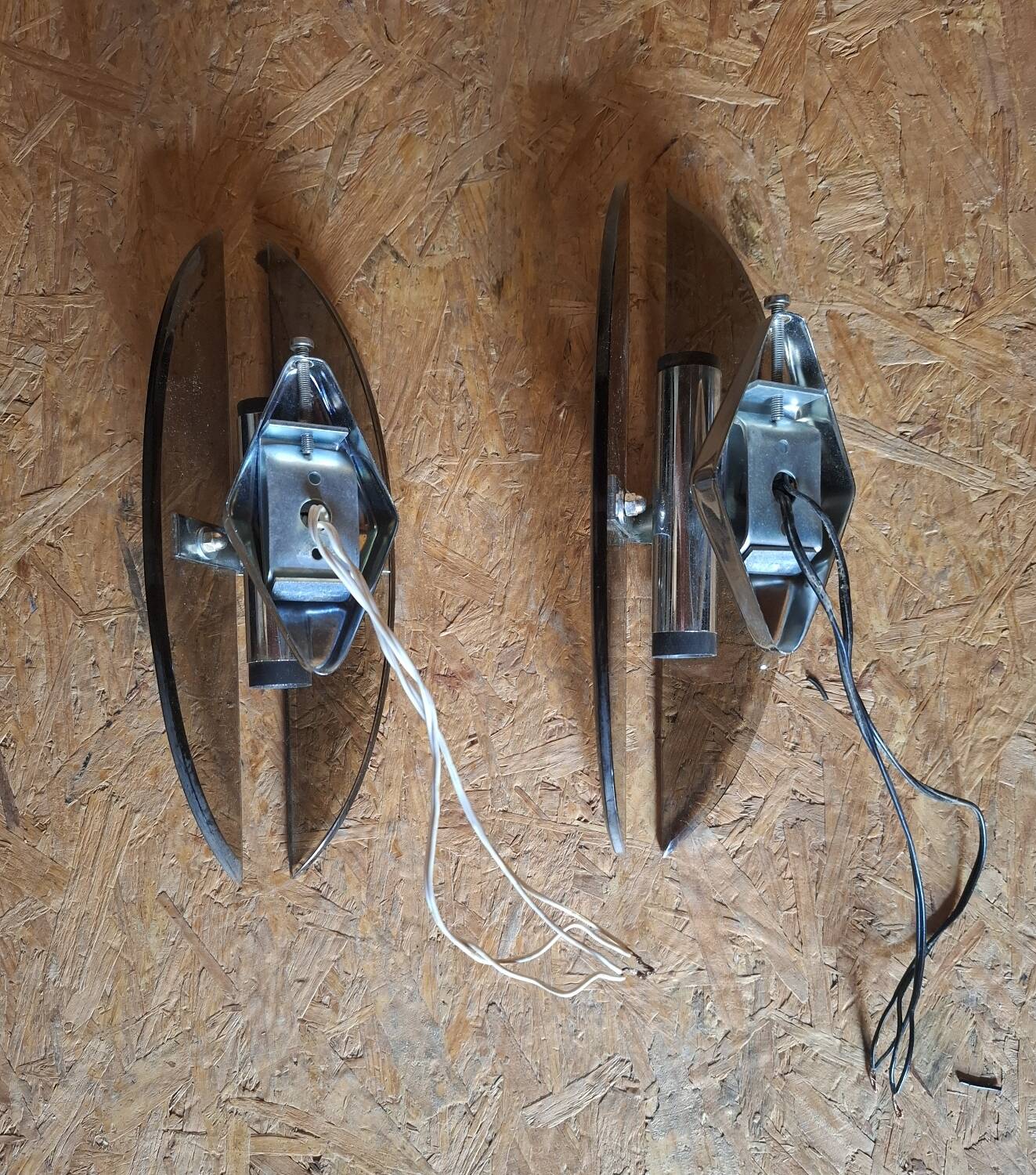 Smoked glass wall lights