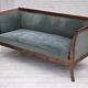 1950s, Danish 3-seater sofa, green/blue furniture velour, ash wood.