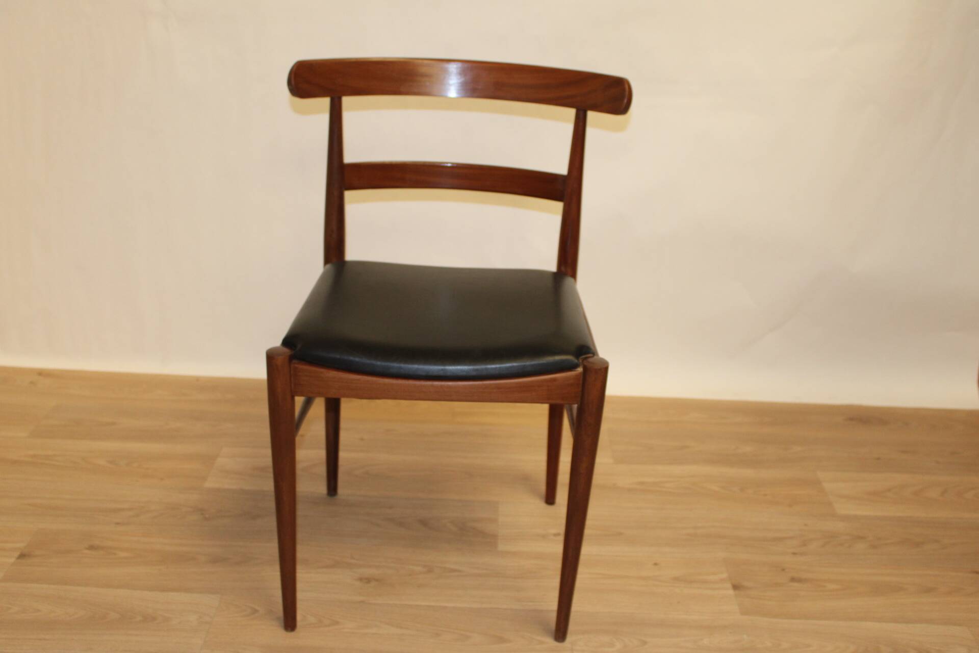Vintage teak and faux leather office chair 1960 Denmark