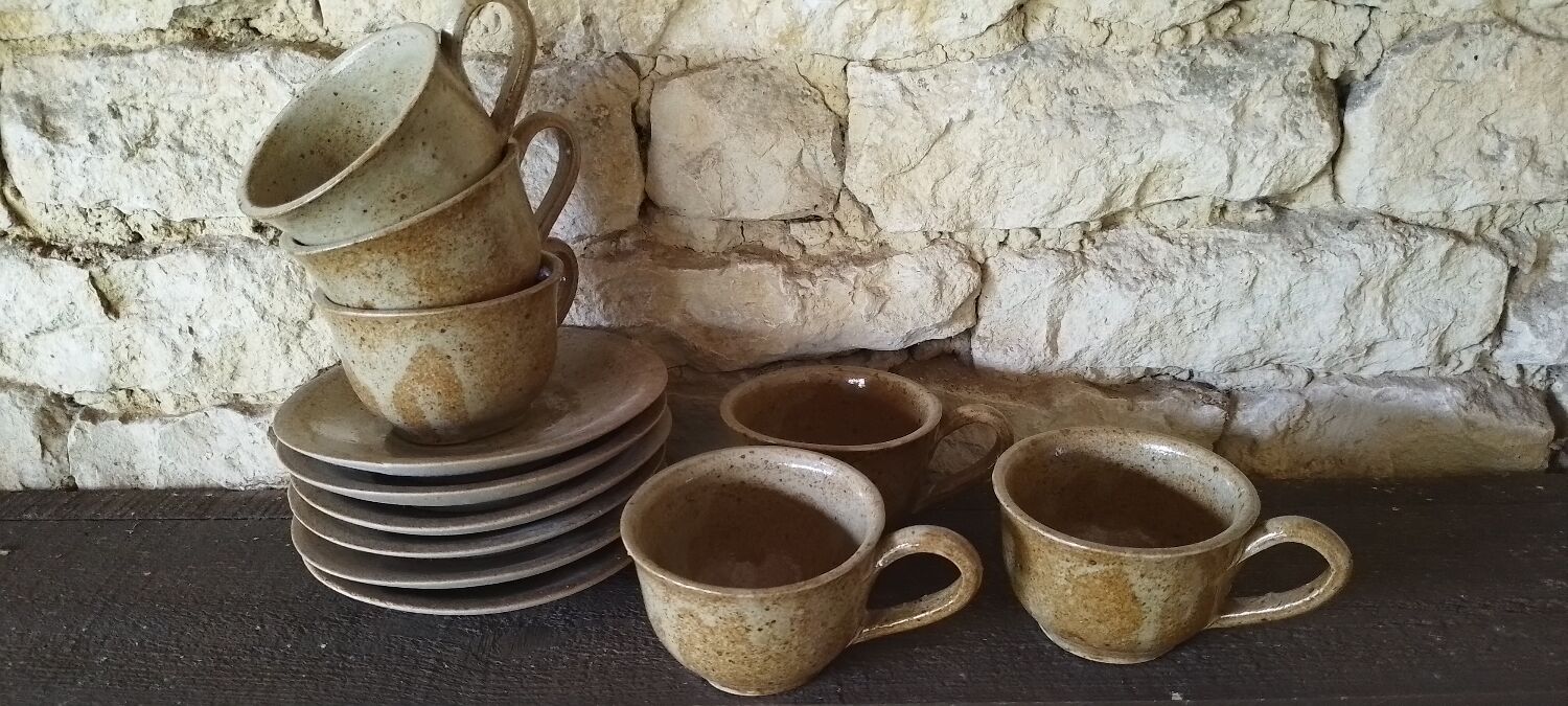 Vintage stoneware coffee mugs