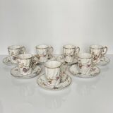 Set of 7 Porcelain Cups and Saucers | Elegant Floral Decor