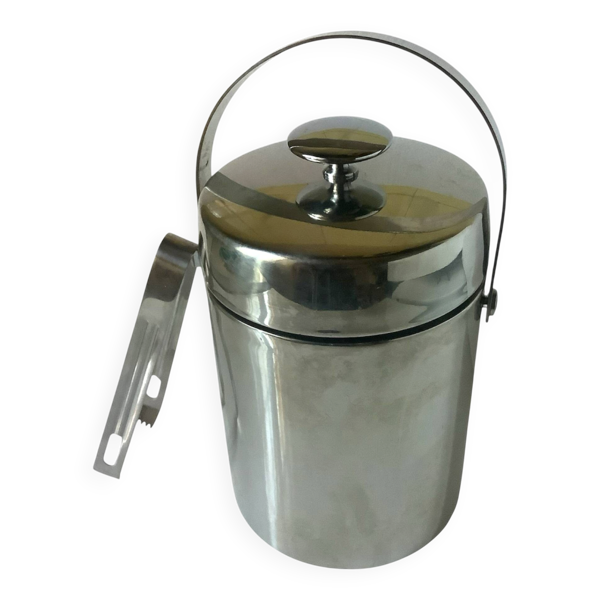 Seau à glaçons vintage en acier inoxydable et sa pince – Style Scandi