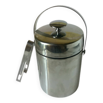 Vintage stainless steel ice bucket with tongs – Scandi style