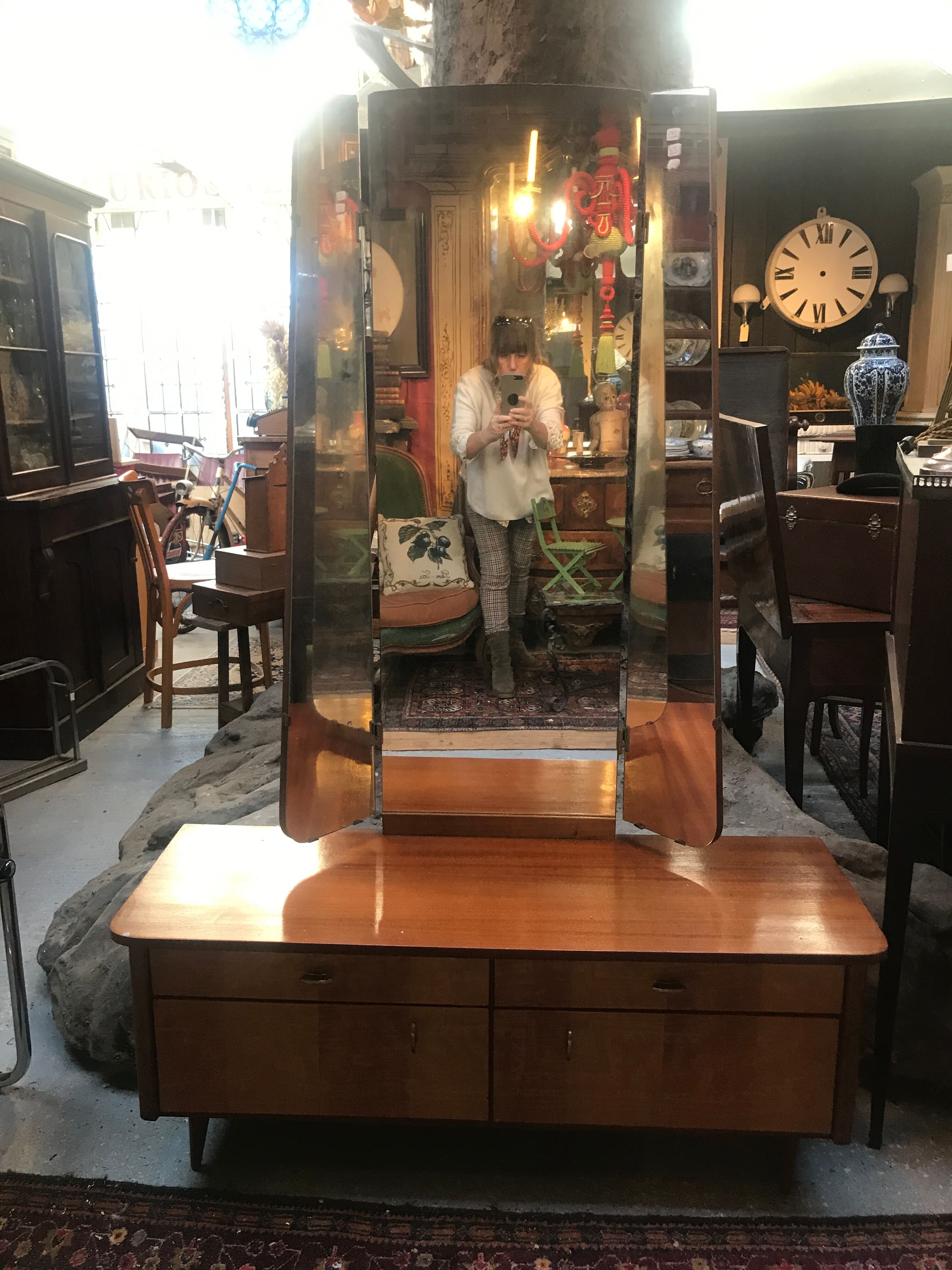 Vintage dressing table 1960 triptych