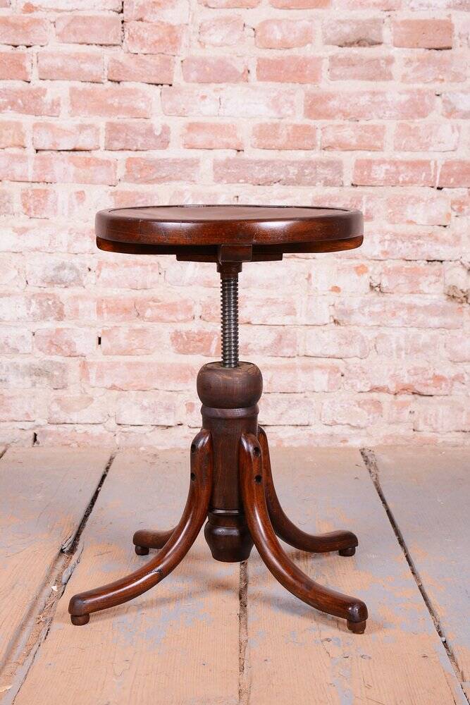 Art Deco Piano Swivel Stool in Beech from Thonet, Czech, 1930s