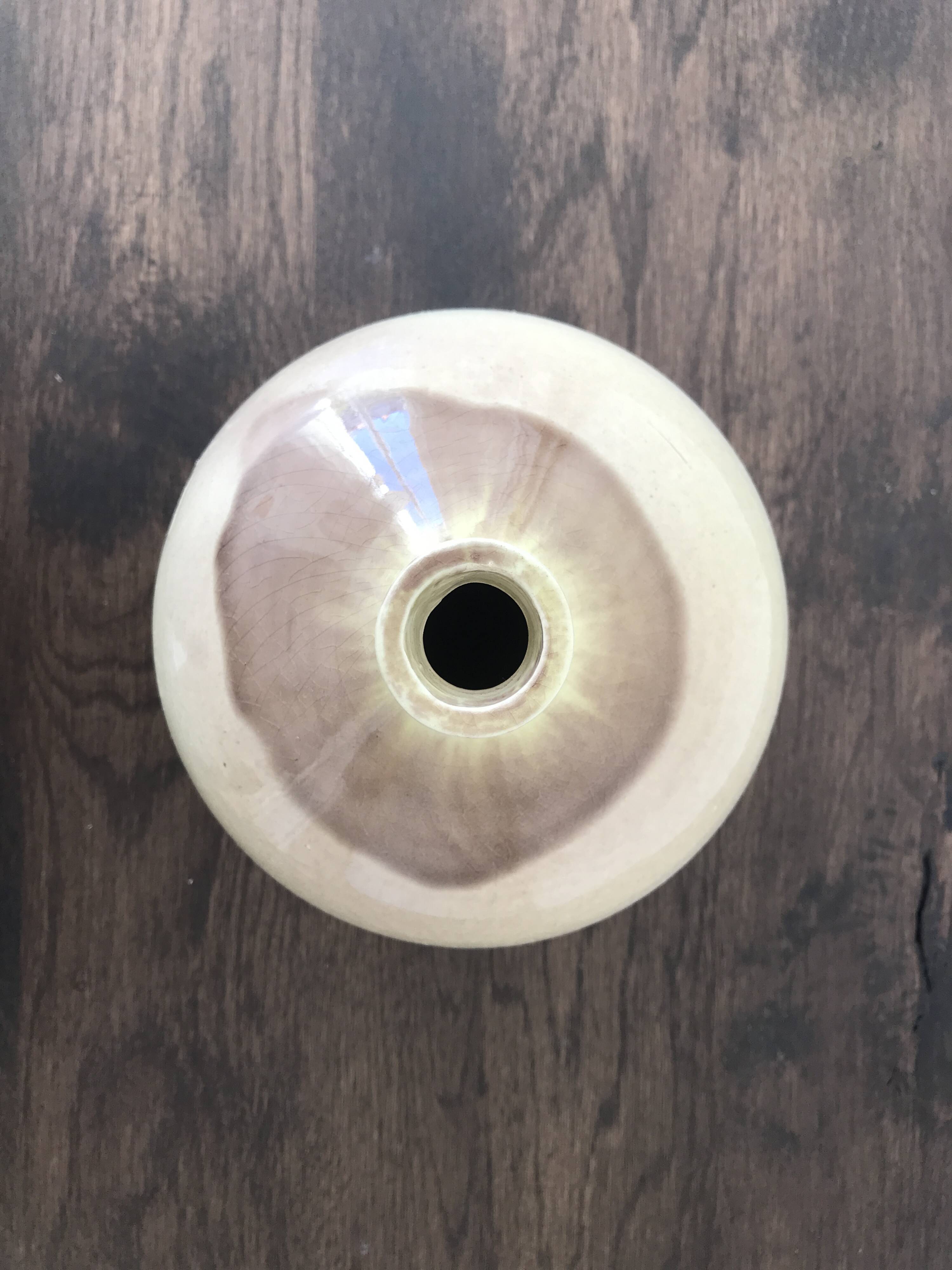 Artisanal ceramic ball vase lamp base, Laroquebrou pottery