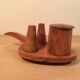 Servant salt pepper and mustard in olive wood, salt shaker