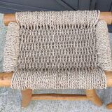 Pair of brutalist seagrass stools/20th century design/sofa end