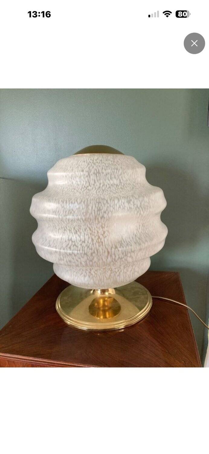 Vintage table lamp from Verrerie de Clichy, speckled glass and brass, years.