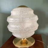 Vintage table lamp from Verrerie de Clichy, speckled glass and brass, years.