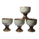 Set of 4 vintage glazed stoneware cider bowls/ice cream cups with stems.