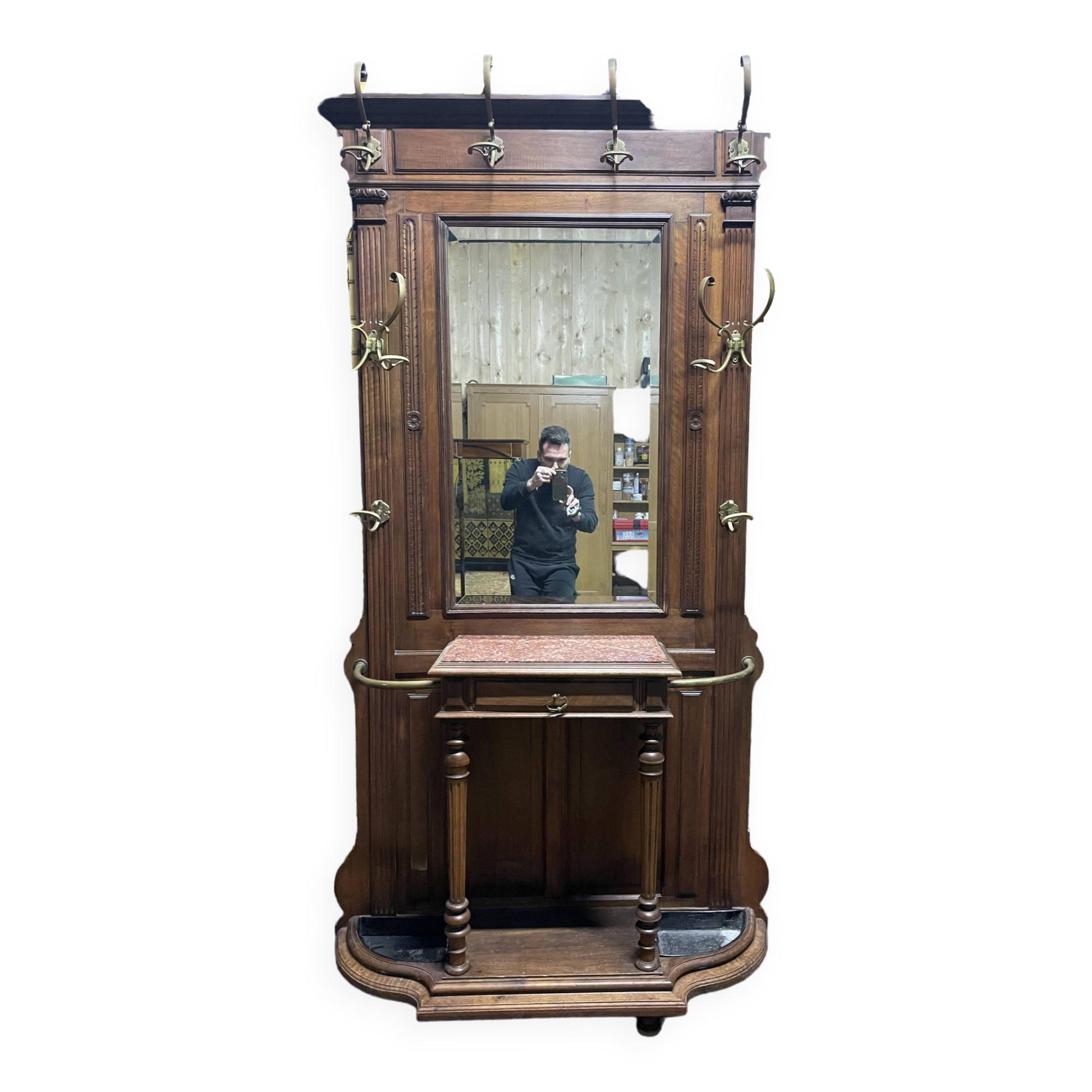 Napoleon III Walnut Coat Rack / Cloakroom