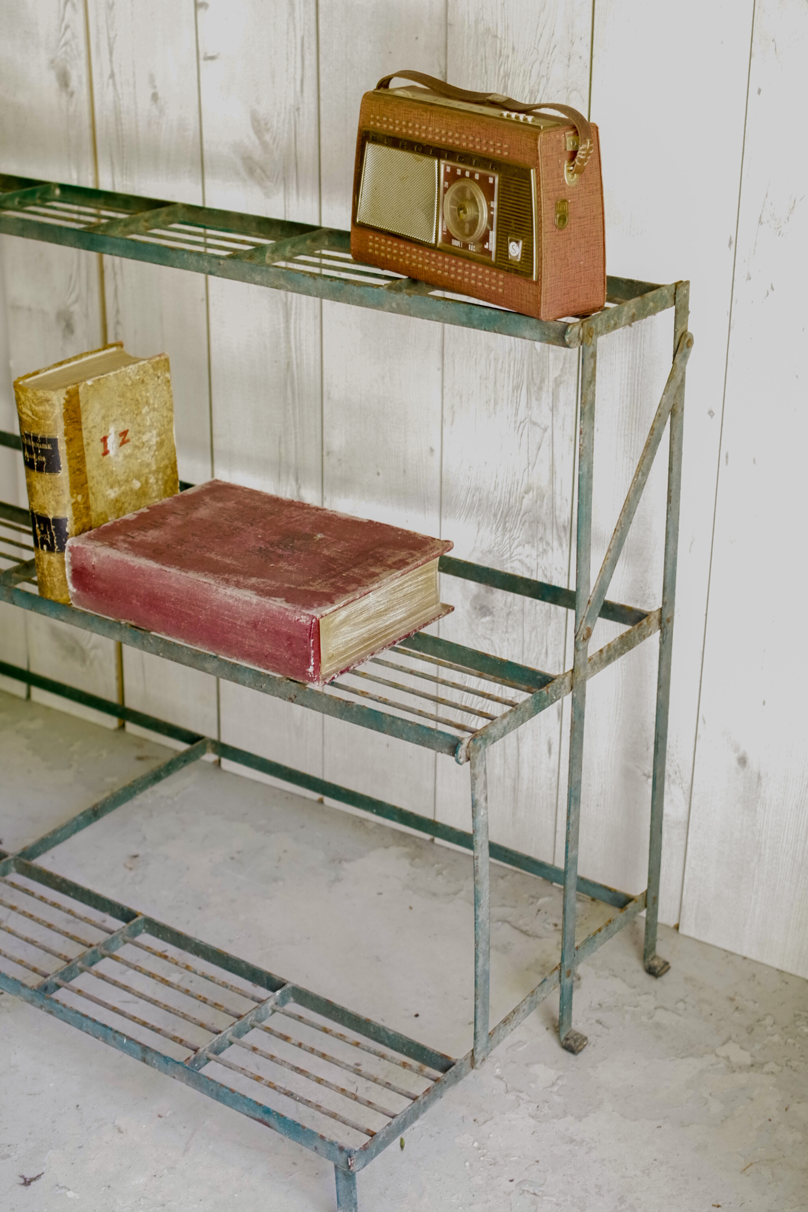 Antique florist metal shelf-industrial shelf