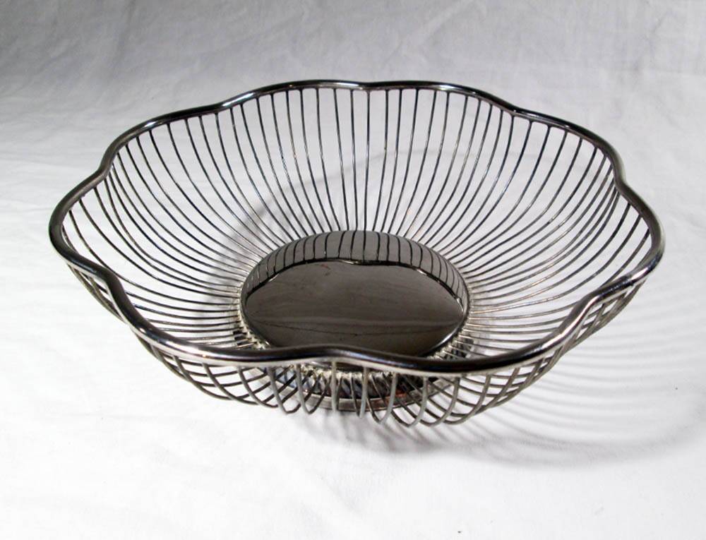 Silver metal fruit basket