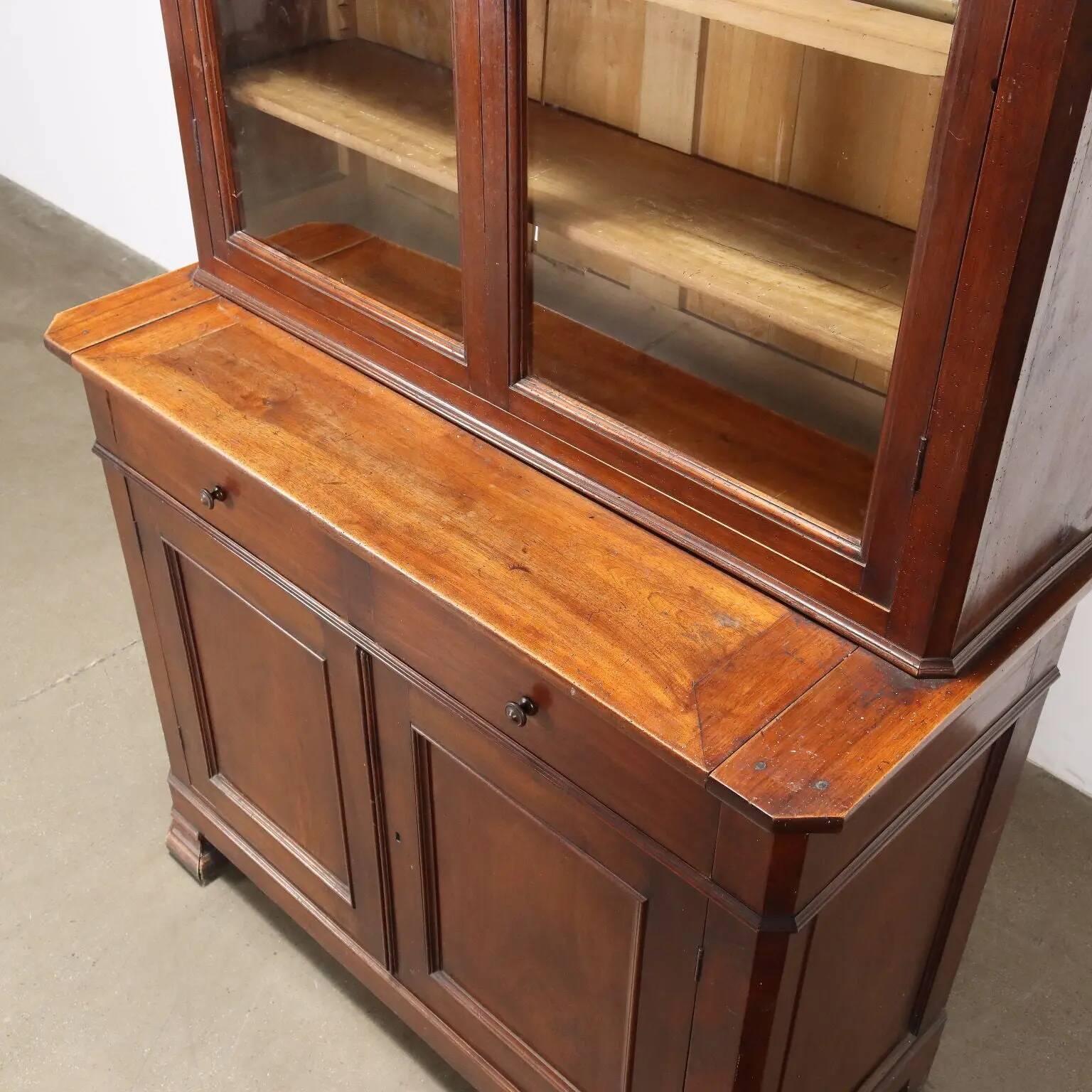 Antique Louis-Philippe walnut library, Italy, 19th century