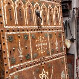 Berber heritage: ancient door decorated with camel bones