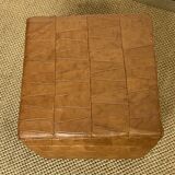 Vintage Sede leather pouf with chest