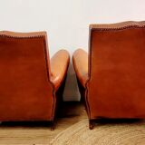 Pair of armchairs with club leather mustache