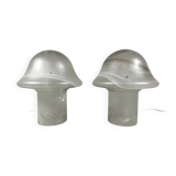 Lampes de table en verre champignon Peill & Putzler des années 1970