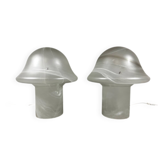 Lampes de table en verre champignon Peill & Putzler des années 1970