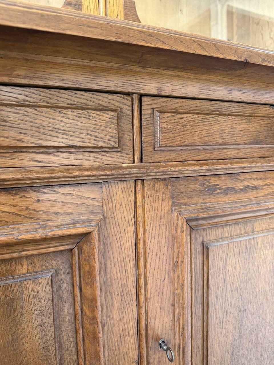 Antique XL Napoleonic oak glass bookcase, 19th century