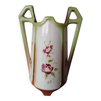 Antique faience barbotine vase