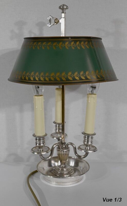 White metal bouillotte lamp, empire style – early twentieth century