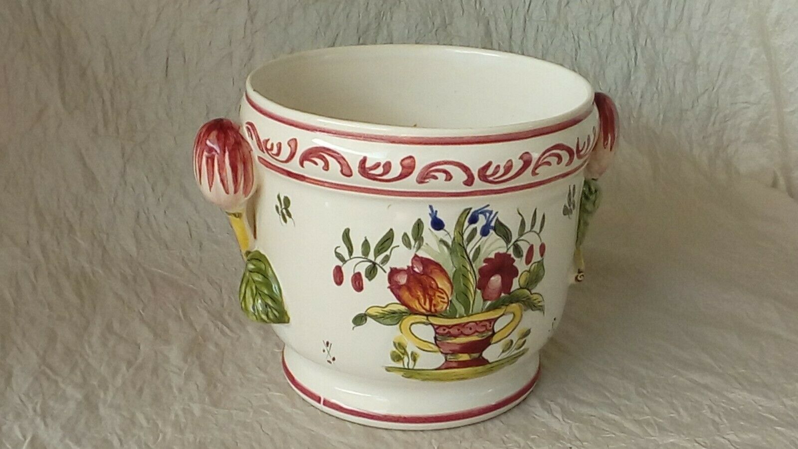 Cache pot en faience decor strasbourg 20 eme