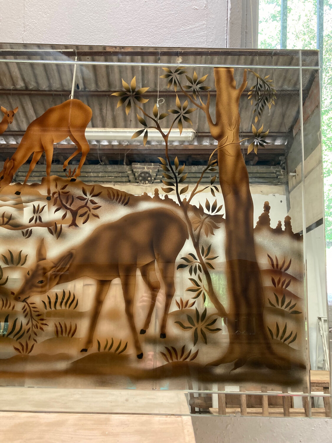 Doe-themed eglomized mirror