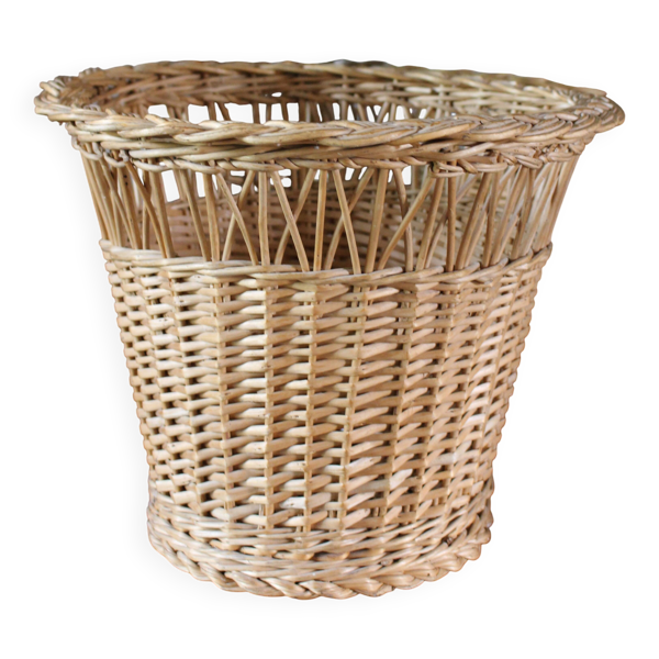 Corbeille à papier, plante vintage en osier