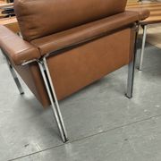 Leather armchair, 1970s, manufacturer Sitag, cognac brown leather.