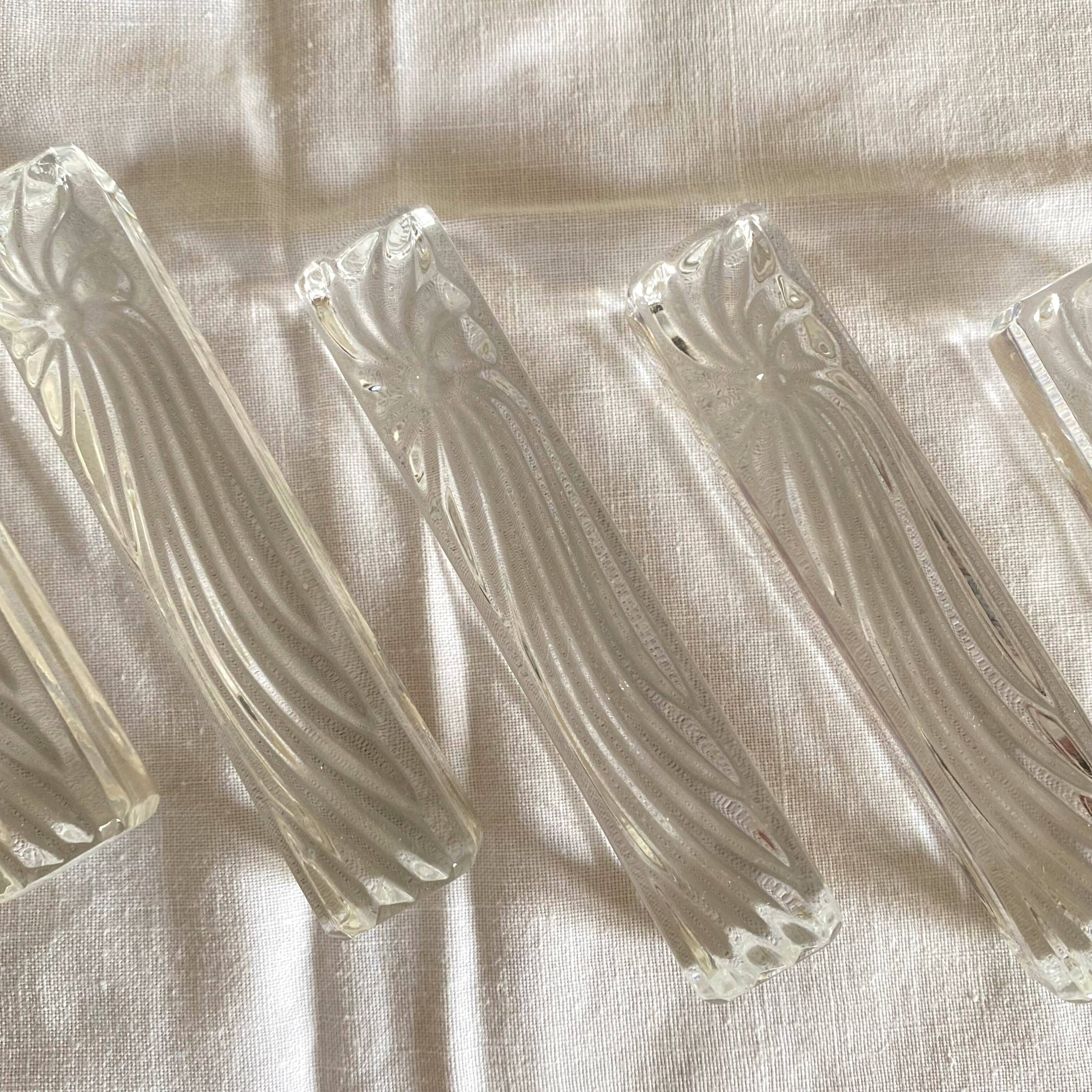Set of 6 antique Baccarat crystal knife rests, vintage tableware