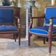 Pair of Empire style armchairs in mahogany and gilt bronze.